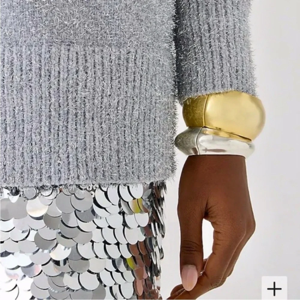 J.Crew Relaxed Crewneck Sweater in Metallic Brushed Yarn Silver New YearvSmall